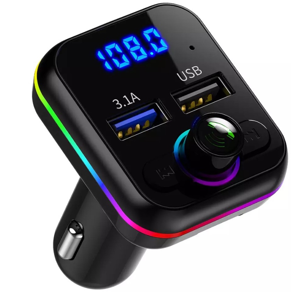 Авто FM трансмитер Pixlink BT-M34, Bluetooth 5.0, Handsfree, RGB, LED дисплей, 2 x USB, 12V-24V