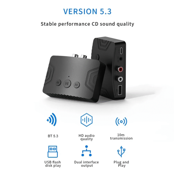 Безжичен приемник и предавател R20 с Bluetooth 5.3, RCA, AUX, USB - Image 2