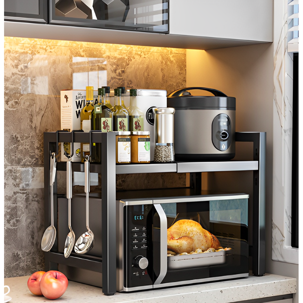 Разтегателна Кухненска Етажерка за Микровълнова Фурна – Телескопичен Органайзер на две нива - Image 16