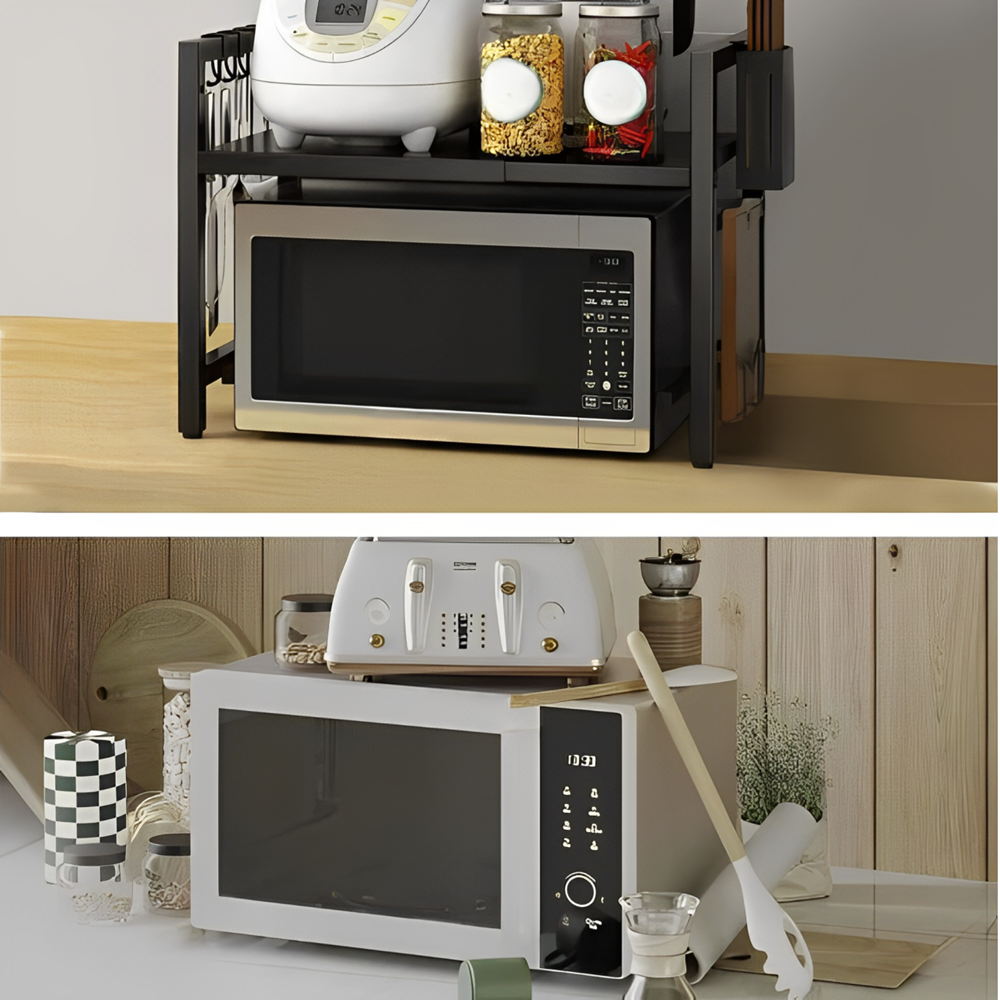 Разтегателна Кухненска Етажерка за Микровълнова Фурна – Телескопичен Органайзер на две нива - Image 15