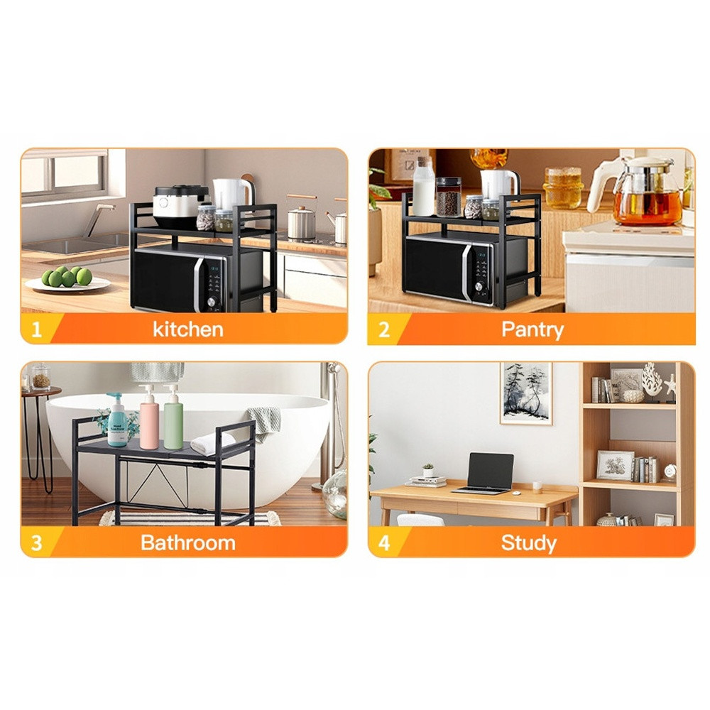 Разтегателна Кухненска Етажерка за Микровълнова Фурна – Телескопичен Органайзер на две нива - Image 13