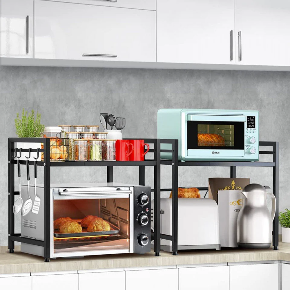 Разтегателна Кухненска Етажерка за Микровълнова Фурна – Телескопичен Органайзер на две нива - Image 12