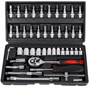 Професионален комплект инструменти 1Tech HT-46 – Гедоре 46 части, Тресчотка 1/4" и куфар