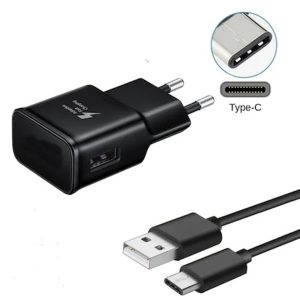 Мрежово зарядно устройство 1Tech TY-2, 5V 2A с включен USB Type-C кабел, Черен